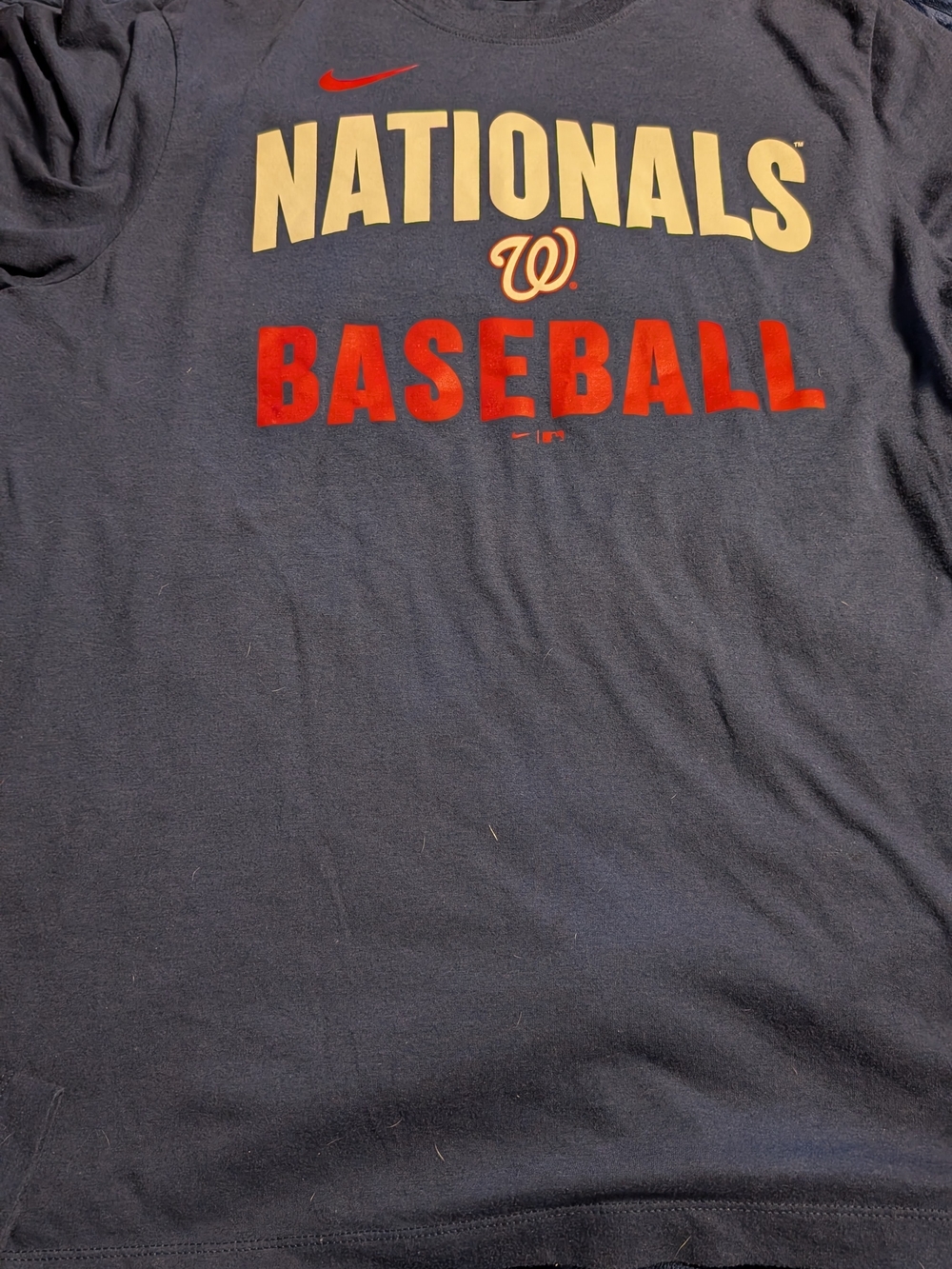 Nike Navy Nationals Baseball Tee with Red & Cream Graphics